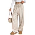 thumbnail image 2 of Female Sweatpants Baggy Wide Leg Pants Lounge Comfy Palazzo Joggers with Pockets Apricot Color L, 2 of 8