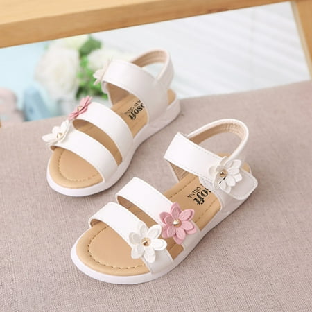 

Girls Cute Flower Princess Shoes Soft Sole Sandals Summer Comfortable Beach Shoes Toddler Sandals