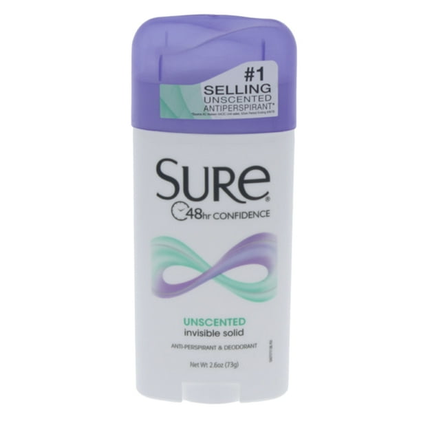 Sure Invisible Solid Anti-Perspirant & Deodorant, Unscented by Sure - 2.6  oz Deodorant Stick 