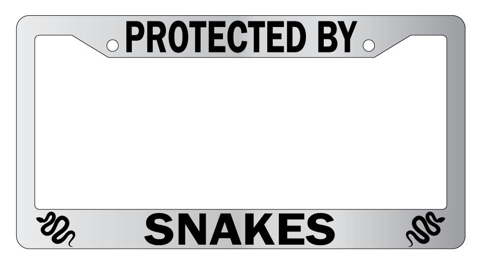 Protected By Snakes Chrome Plastic License Plate Frame
