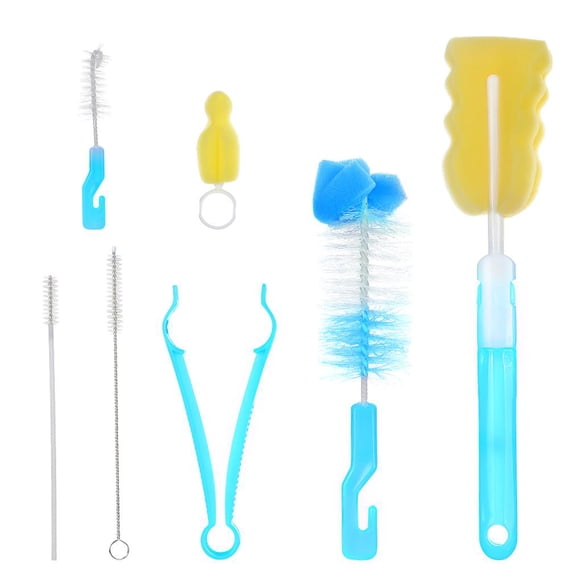 Cepillo Para Biberones Juego De Cepillos De Limpieza Con Esponja Seguro Para Alimentos Boquilla Para Biberones Herramienta De Limpieza Clip-On Juego De Cepillos Colgantes Para Biberones 7 Piezas Cateissary BA000736-02