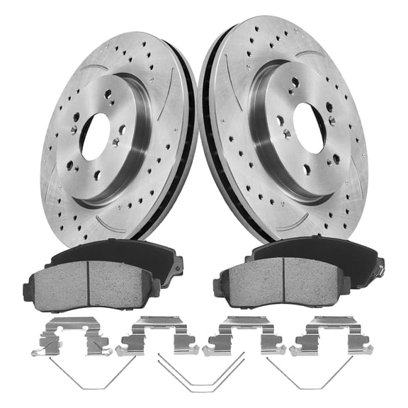 Funire Front Brake Kit for 2012 2013 2014 2015 2016 Honda CR-V AWD Drilled & Slotted Disc Brake Rotors Ceramic Brakes Pads Replacement: 11.65 inch Rotor