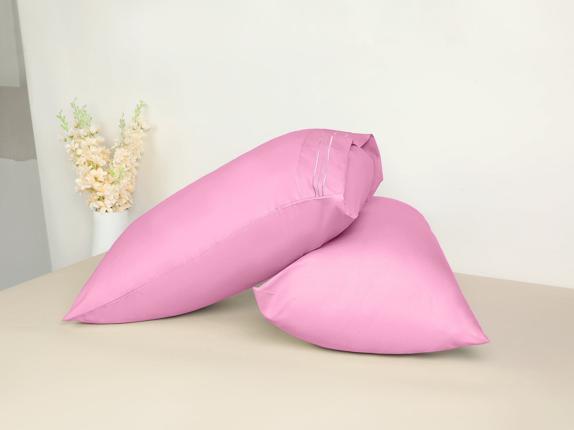 Unique Bargains 2 Pack Polyester Pillow Cases Pillow Covers Standard Light Pink