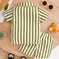 thumbnail image 5 of SGMVNU Baby Boys Summer Shorts Set Striped Short Sleeve Button Down Shirt and Matching Shorts 2 Piece Casual Outfits, Size 9-12 Months, Green, 5 of 9