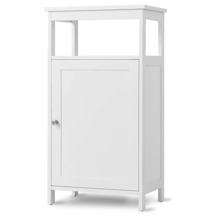 Floor Storage Cabinet - White Side Cabinet with Adjustable Shelves - Bathroom, Living Room, Kitchen - 18x12x33in