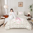 thumbnail image 4 of Castle Fairy Monogrammed Letter A 3 Pieces Queen Comforter Set for Teens Boys Girls,Kawaii Bow Ultra Soft Bedding Sets,Chic Flower Rose Bedding Comforter Set,Super Cozy Room Decor, 4 of 8