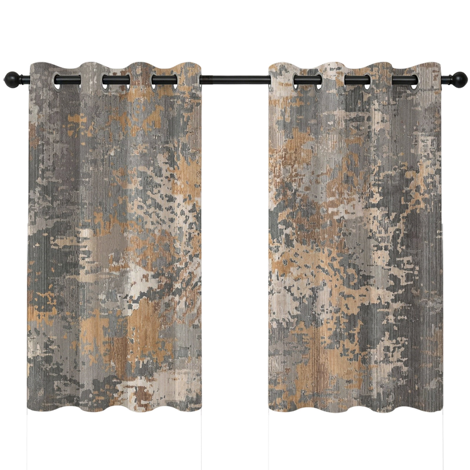Beige Brown Copper Rust Blackout Curtains 45 Inches Long Abstract Vintage Industrial Minimalist Thermal Insulated Room Darkening Drapes with Grommets for Living Room 42 W x 45 L 2 Panels