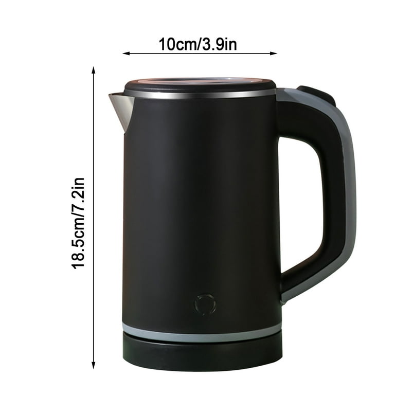 Dengmore 0.8L Small Electric Kettles Stainless Steel, Travel Mini Hot Water Boiler Heater, Auto Shut-Off & Boil-Dry Protection, 600W, Black