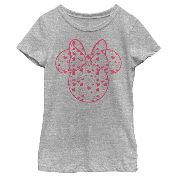 Girl's Mickey & Friends Mickey and Friends Minnie Heart Silhouette Graphic Tee Athletic Heather Small