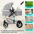 thumbnail image 4 of AILEEKISS 3-in-1 Convertible Baby Stroller with Big Seat and Adjustable Canopy, 24 Pound, Light Grey, 4 of 10