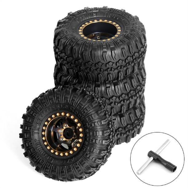 Llantas de rueda 1/24 Bewildely pieza de actualización de neumático RC latón Negro