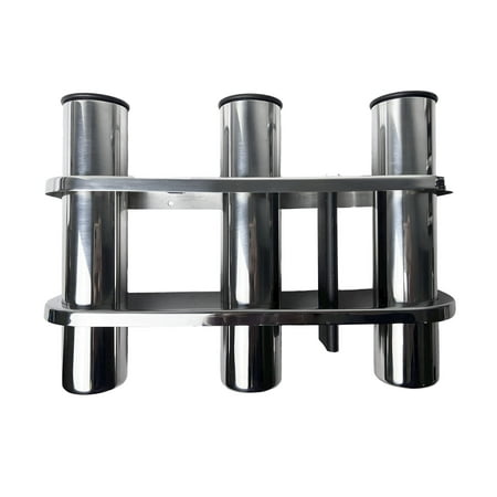 MARINE CITY 3-Tube Fishing Rod Storage Rack 304 Grade Stainless Steel with Black Nylon Liner Durable and Scratch-Resistant Pack of 1