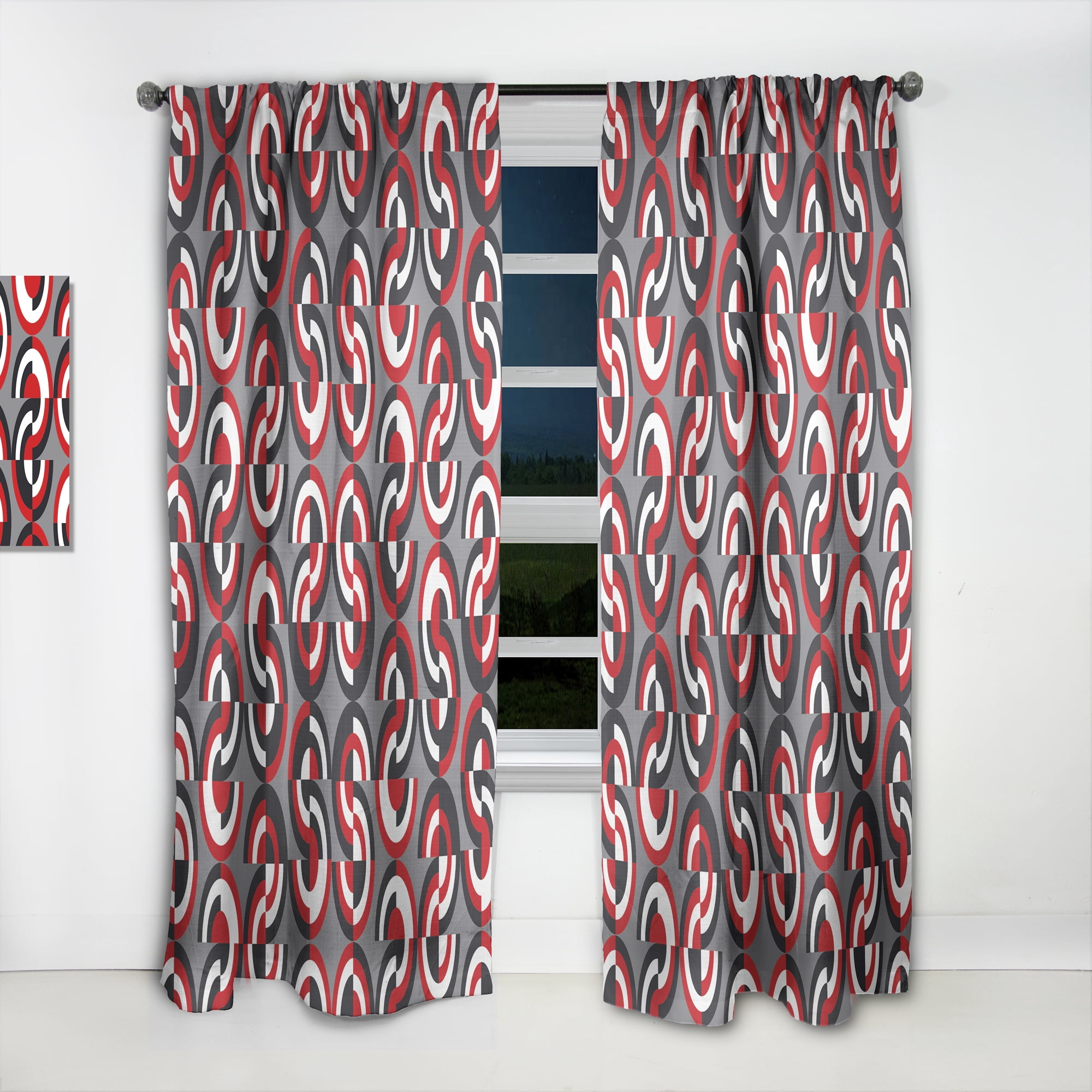 Designart 'Circular Retro Pattern Geometrical' Mid-Century Modern Curtain Panel