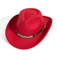 thumbnail image 3 of Cowboy Hats Straw - Western Cowboy Hat With Ethnic Style Wool Mid Brim Performance Costume Hat For Outdoor And Casual Wear,Red,One Size, 3 of 3
