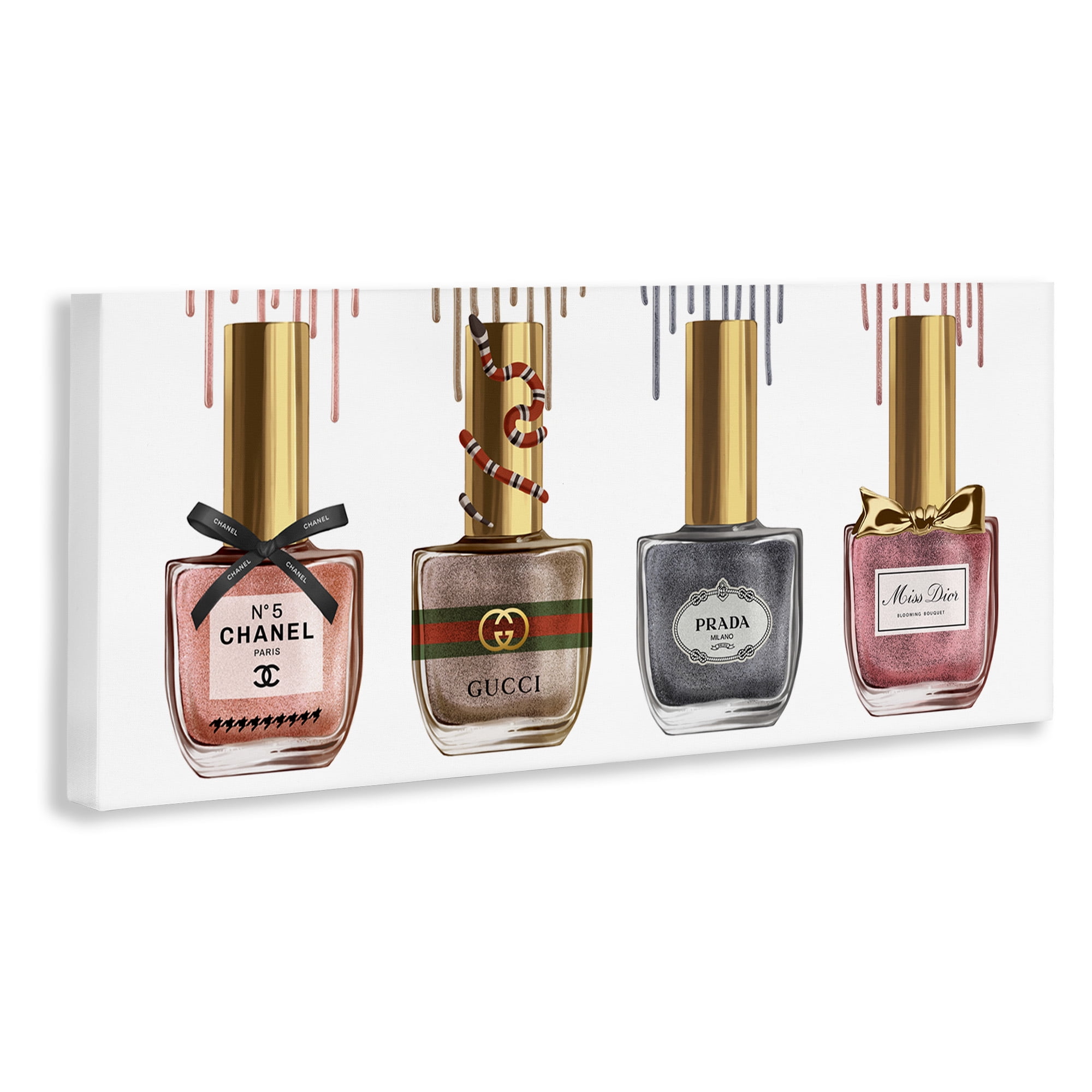 Stupell Industries Glam Nail Polish Collection Beauty & Fashion Painting Gallery Wrapped Canvas Art Print Wall Art, 40 x 17