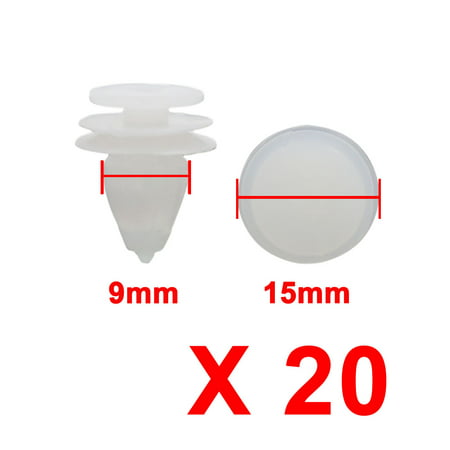 20 Pcs White Plastic Rivets Door Retainer Clips 9mm Hole Dia for Car