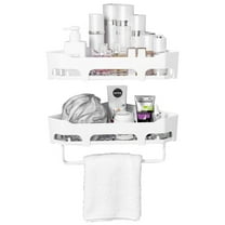 2 PACK Wall-Mounted Corner Storage Rack For Bathroom Organization In White, Durable Material