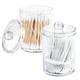 thumbnail image 1 of Paquete de 2 dispensadores de soporte para bolas de algodón, hisopos de algodón, almohadillas redondas de algodón, juego de tarros de boticario de plástico transparente para hilo dental, 1 of 5