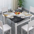 thumbnail image 3 of Black White Gold Marble Pattern Square Fitted Tablecloth with Elastic Edge,Square Table Cover,Washable Elastic Table Cover for Home Kitchen Party Decor 34"x34", 3 of 6