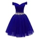 thumbnail image 1 of ANGELSBRIDEP azul real rojo vestidos De fiesta rebordear corto Mini una línea tul graduación vestidos De fiesta De cumpleaños Vestido De fiesta, 1 of 5