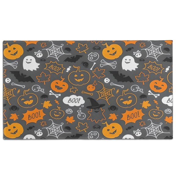 Autumn Halloween Scene Pattern Door Rugs,Washable Non Slip Door Mats Indoor,Decorative Door Mats,Entry Mat Indoor for Entrance,Bedroom,Kitchen,Bathroom,17"x30"