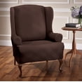 thumbnail image 2 of Stretch Sensations 1-Piece Stretch Double Diamond Wing Chair Slipcover, Chocolate, 2 of 8