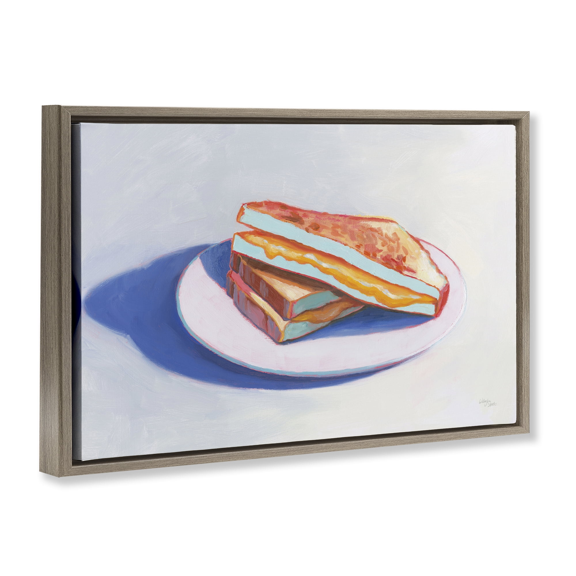 Stupell Industries Grilled Cheese Meal Food & Beverage Painting Brown Floater Framed Canvas Art Print Wall Art, 25 x 17