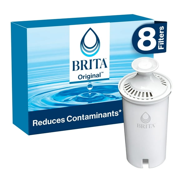 Brita Standard Water Pitchers and Dispensers, BPA-Free Reduces Copper, Cadmium and Mercury Impurities, Lasts Two Months or 40 Gallons, Includes 8 Filters, 8 Count, White