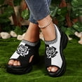 thumbnail image 3 of Rokment Vintage Flower Mesh Platform Wedge Walking Sandals for Women 2026 Summer Retro Comfortable Casual Elastic Knit Opent Toe Memory Foam Cushioned High Heels Dress Shoes Beige Size 7.5, 3 of 5