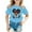 Blue, variant on YUEHUA Shirt for Girls 8-10 Girls' Summer Round Neck Cartoon Print Casual Loose Short Sleeved T Shirt, Size 8-10 Years