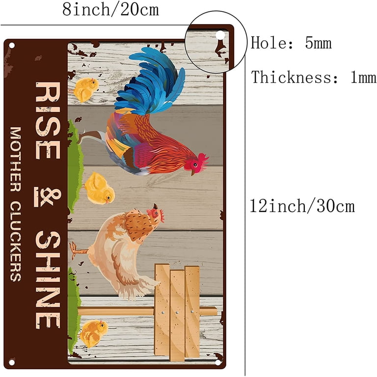 Rise and Shine Mother Cluckers Targa in metallo con pollo decorativo 30,5 x 20,3 cm