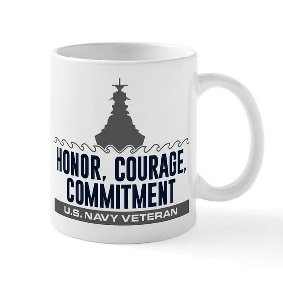 CafePress - U.S. Navy Honor Courage Commitment Mug - 11 oz Ceramic Mug - Novelty Coffee Tea Cup