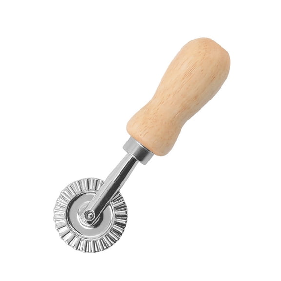 Stainless Steel Pizza Cutter with Ergonomic Wooden Handle for Effortless Slicing of Cakes and Pastries