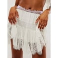 thumbnail image 6 of Women'S Y2k Half Slip Skirt Low Rise Pleated Ruffle LaceTrim Skirt Layered Flowy Short Skirts Underskirt White L, 6 of 8