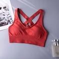 thumbnail image 5 of Womens Sports Bras Yoga Solid Sleeveless Cold Shoulder Casual Tanks Blouse Tops Intimates Sports Bras for Women Red S, 5 of 5