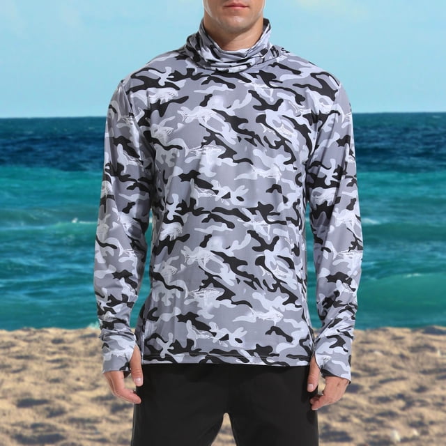 Camisa con capucha y protección solar para hombre, ropa de pesca para correr, pescar, verano XL