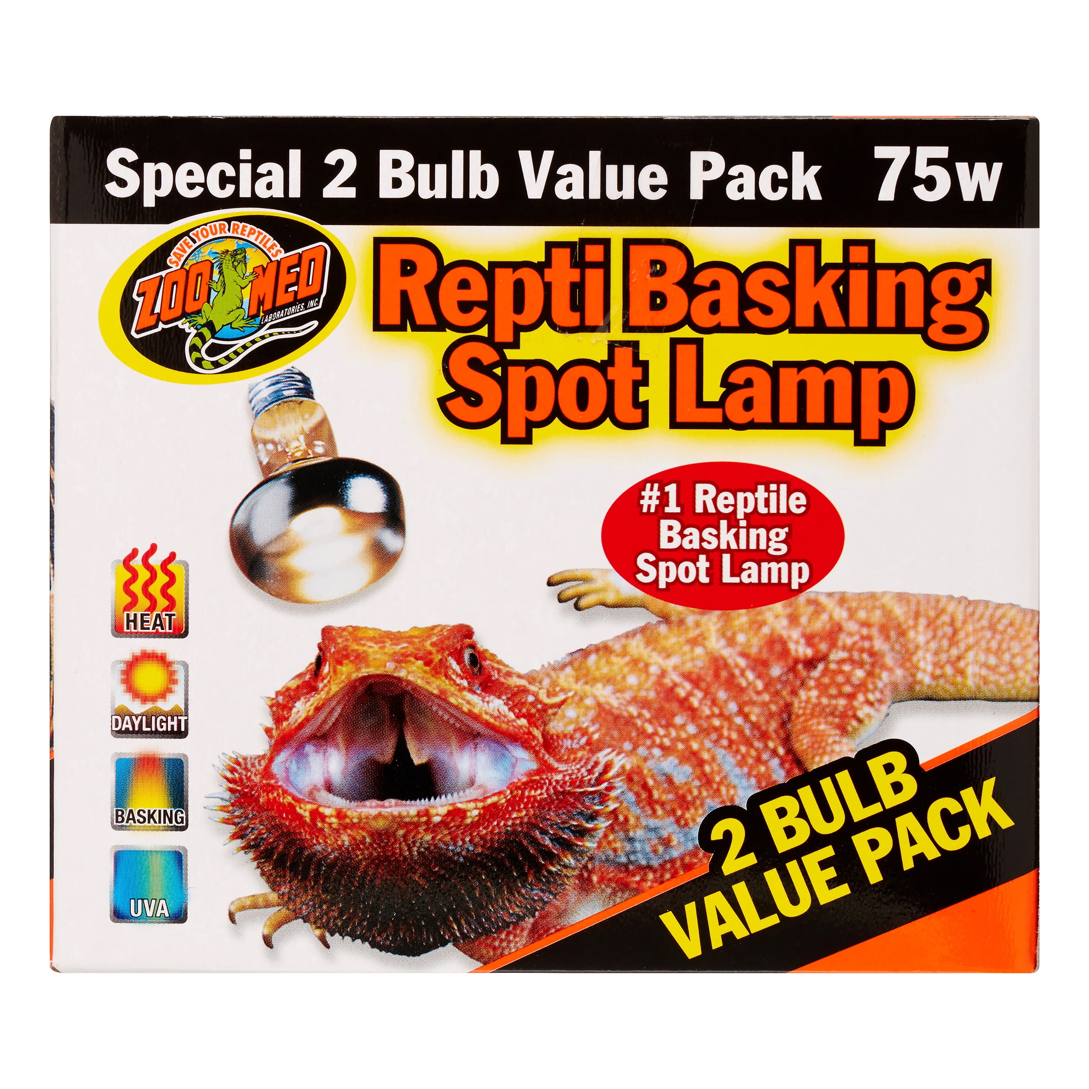 Set of 2 Bulbs Zoo Med Repti Basking Spot Bulb 100 watt 1 E27 Threaded Base 