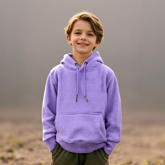 Hoodies Purple Hooded Long Sleeve Pullover Tops Fall Clothes Boy Clothes 10-12 Years Boys Girls Fashion
