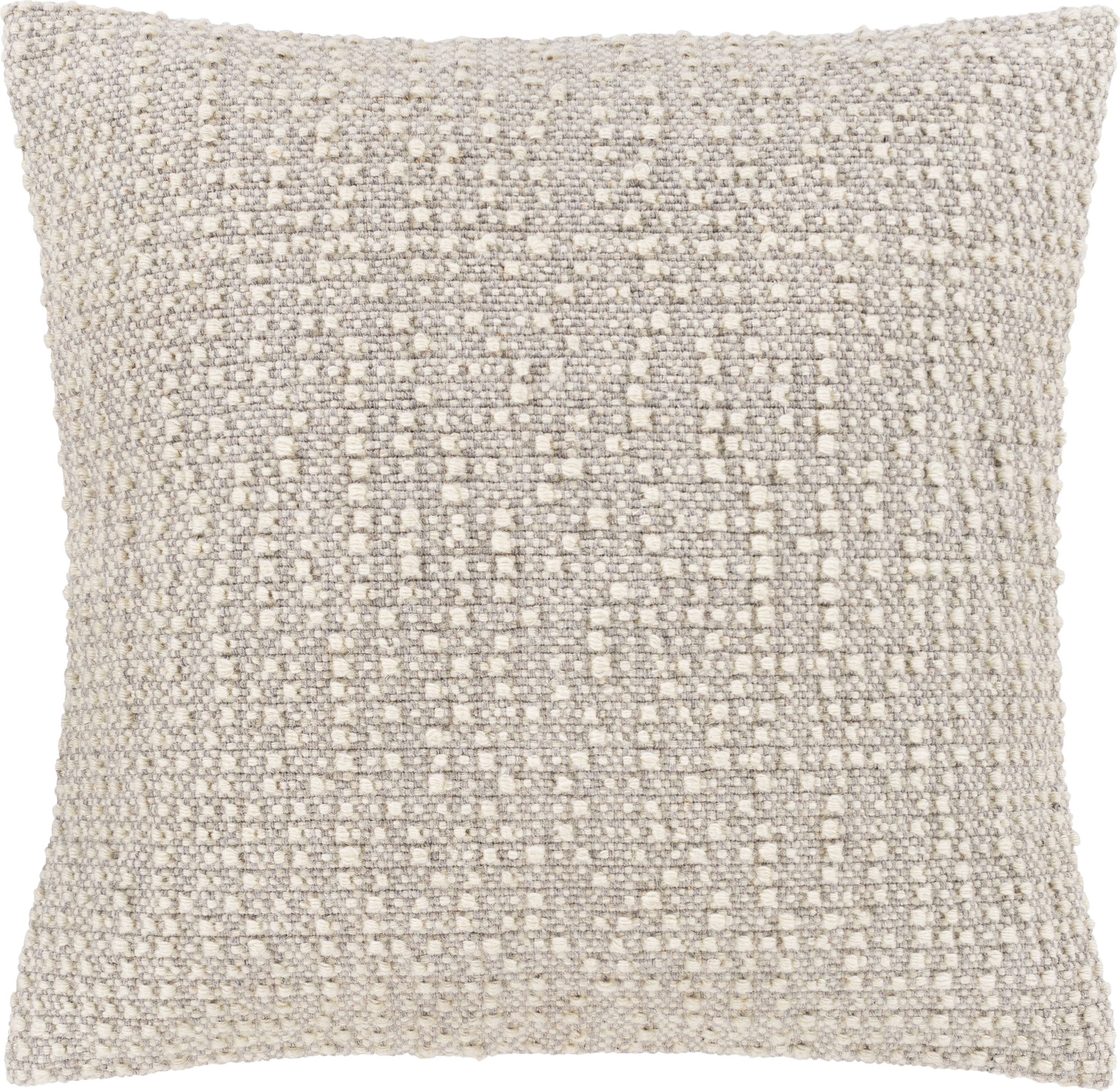 20" Beige and Cream White Textured Square Throw Pillow