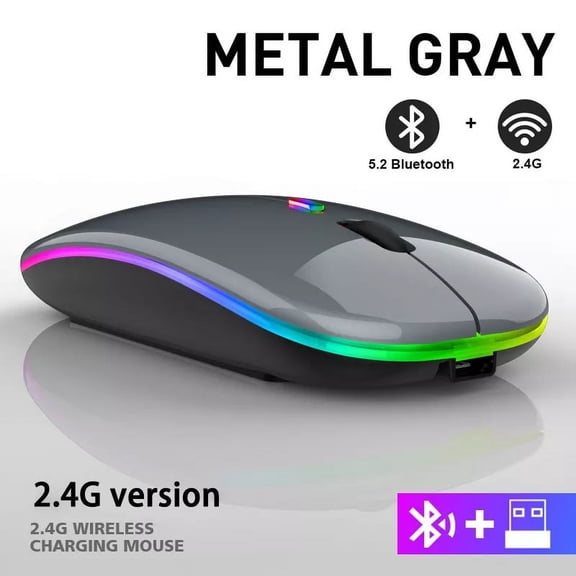 TYPPKMM Rechargeable Bluetooth Wireless Mouse with 2.4GHz USB RGB 1600DPI Optical Computer Laptop Tablet PC Macbook Gaming Mouse Gamer Portable