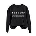 thumbnail image 2 of 50% Off Clearance Oversized Crewneck Sweatshirt Women Women's Solid Round Neck Long Sleeved Seester Letter Printed Hoodie, 2 of 3