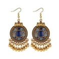 thumbnail image 3 of AYYUFE Women Ethnic Tassel Disc Flower Bead Pendant Long Dangle Hook Earring Jewelry Alloy Red, 3 of 8