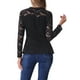 thumbnail image 3 of Blusas de encaje para mujeres, cuello cuadrado, de manga larga, elásticas, elegantes, casuales, con peplum, color negro, 3 of 6