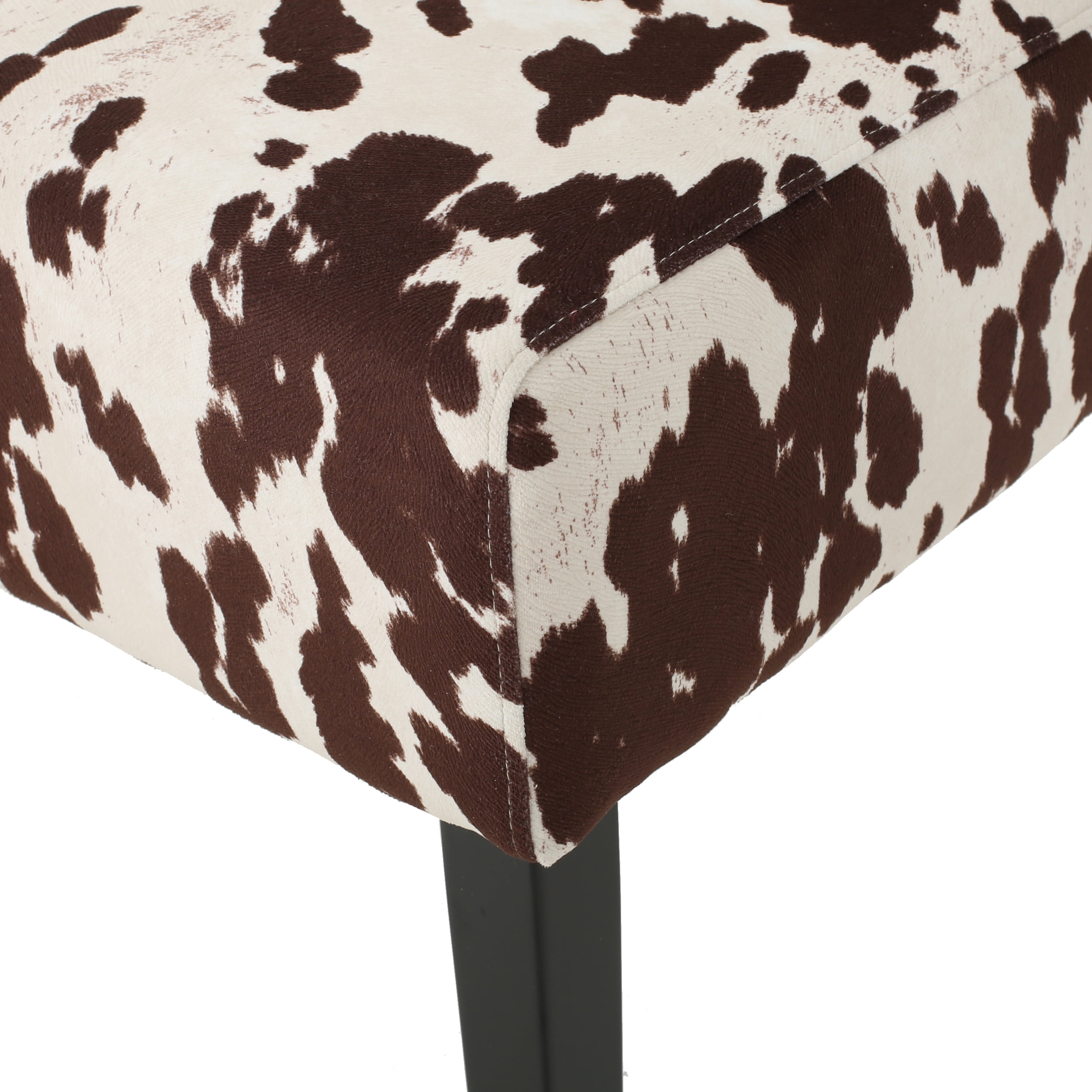 Noble House Contemporary Milk Cow Velvet Dining Chairs, Set of 2, Espresso