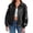Black, variant on Womens Oversized Leather Bomber Jackets Cap Sleeve Zip Up Motorcycle Coats with Pockets