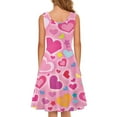 thumbnail image 3 of Renewold Valentine's Day Tank Dress with Pockets Colorful Hearts Sleeveless Dress Flared Dres for Women Size L Soft Swing Skater A-Line Tunic Dress, Pink, 3 of 6