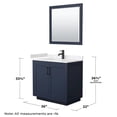 thumbnail image 6 of Wyndham Collection Miranda 36" Marble&Wood Single Bathroom Vanity in Blue/Black, 6 of 7