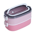 thumbnail image 2 of Sokhug Large Capacity Plastic Lunch Box with Handle, Microwave Safe Food Storage Container for Office Picnic (Pink), 2 of 6