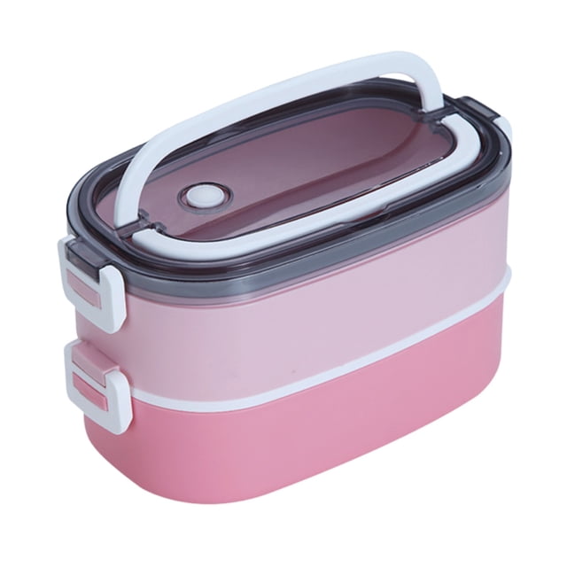 Lunch Box Container With Handle And Built In Cutlery Compartment Microwave Safe Food Storage 21.5 cm x 12 cm x 12 cm