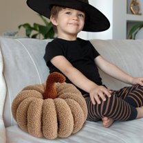 Halloween Pumpkin Shaped Pillow | 11.8 Inch Soft Decorative Throw Cushion Cover | Cozy Seasonal Home Decor for Sofa Bed Living Room | Machine Washable Halloween Party Decoration